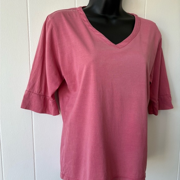 WinterSilks Pink Silk Blend V-Neck Top | Size Small - Picture 3 of 6